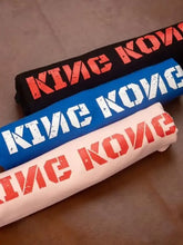 Plus size King Kong round neck t-shirts in black, blue, pink with distressed print