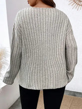 Plus size lace detail long sleeve ribbed knit top
