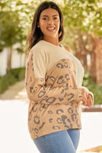 Plus Size Leopard Color Block Long Sleeve T-Shirt Woman T Shirts