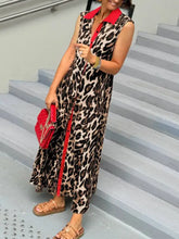Plus Size Leopard Print Sleeveless Maxi Dress Woman Maxi Dress
