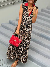 Plus Size Leopard Print Sleeveless Maxi Dress Woman Maxi Dress