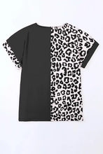 Plus size leopard round neck short-sleeve tunic dress