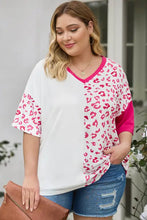 Plus Size Leopard V-Neck T-Shirt Woman T Shirts