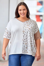 Plus Size Leopard V-Neck T-Shirt Woman T Shirts