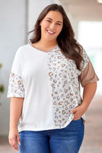 Plus Size Leopard V-Neck T-Shirt Woman T Shirts