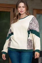 Plus Size Leopard Waffle-Knit Long Sleeve T-Shirt Woman T Shirts