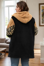 Plus Size Leopard Zip Up Hooded Outerwear Woman Outerwear