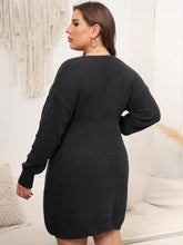 Plus Size Long Sleeve Black Knit Sweater Dress for Women Woman Sweater Dresses