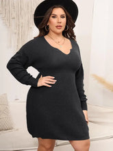 Plus Size Long Sleeve Black Knit Sweater Dress for Women Woman Sweater Dresses