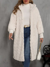 Plus Size Open Front Hooded Plush Coat Woman Outerwear