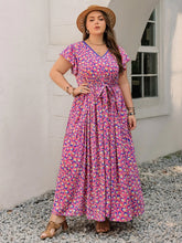 Plus Size Pink Floral Print Maxi Dress