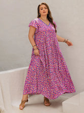 Plus Size Pink Floral Print Maxi Dress