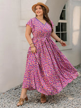 Plus Size Pink Floral Print Maxi Dress