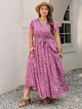 Plus Size Pink Floral Print Maxi Dress Red-Violet