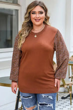 Plus Size Printed Dropped Shoulder Round Neck Blouse Woman Blouses