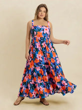 Plus Size Printed Square Neck Cami Dress Blue Casual Dresses