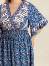 Plus Size Printed Surplice Half Sleeve Dress Casual Dresses