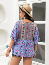 Plus Size Printed V-Neck Half Sleeve Blouse Woman Blouses