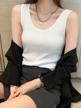 White ribbed knit plus size scoop neck tank with sleeveless design and comfortable fit for casual wear