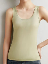 Plus size ribbed olive green tank top with rounded neckline and thin straps featuring a ribbed scoop neck design