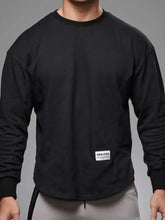 Plus size round neck drop shoulder long sleeve shirt for men