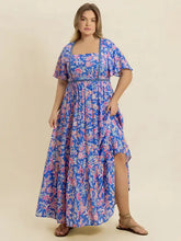 Plus Size Ruched Printed Short Sleeve Dress Casual Dresses