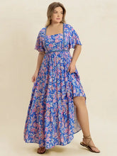 Plus Size Ruched Printed Short Sleeve Dress Casual Dresses