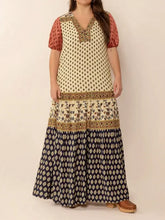 Plus Size Ruched Printed Short Sleeve Midi Dress Casual Dresses