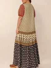 Plus Size Ruched Printed Short Sleeve Midi Dress Casual Dresses