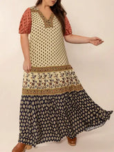 Plus Size Ruched Printed Short Sleeve Midi Dress Casual Dresses