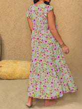 Plus Size Ruffled Printed V-Neck Midi Dress Casual Dresses