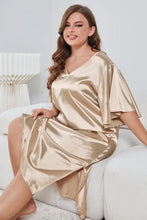 Plus Size Satin Pajama Set with Half Sleeve Length and Robe Sleep Dresses