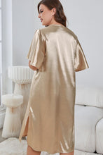 Plus Size Satin Pajama Set with Half Sleeve Length and Robe