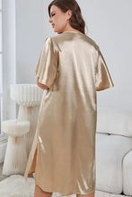 Plus Size Satin Pajama Set with Half Sleeve Length and Robe Sleep Dresses
