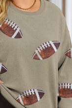 Plus size sequin football dropped shoulder sweatshirt in olive green