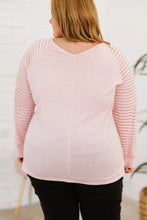 Plus Size Sheer Striped Sleeve V-Neck Top Woman T Shirts