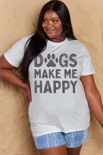 Plus Size Simply Love Dogs Make Me Happy Short Sleeve T-Shirt with Paw Prints