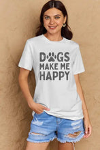 Plus Size Simply Love Dogs Make Me Happy Short Sleeve Tee with Paw Prints