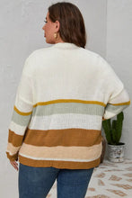 Plus Size Striped Knit Cardigan Long Sleeve Outerwear for Women Woman Outerwear