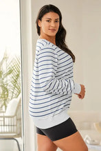 Plus Size Striped Round Neck Long Sleeve T-Shirt Woman T Shirts