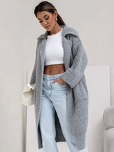 Pocketed Collared Neck Dropped Shoulder Cardigan Woman Outerwear