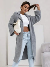 Pocketed Collared Neck Dropped Shoulder Cardigan Woman Outerwear