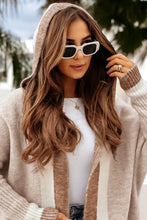 Pocketed Contrast Long Sleeve Hooded Cardigan Woman Outerwear