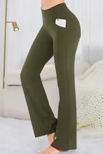 Pocketed High Waist Active Pants Army Green Woman Leggings