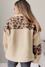 Pocketed Leopard Collared Neck Sherpa Jacket Woman Outerwear