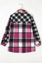 Pocketed Plaid Collared Neck Long Sleeve Shacket Casual Dresses