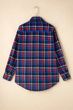 Pocketed Plaid Collared Neck Long Sleeve Shacket Woman Outerwear