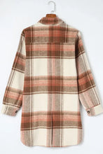 Pocketed Plaid Collared Neck Shacket Woman Outerwear