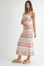 Sleeveless Pointelle Chevron Knit Maxi Dress for Women