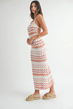 Sleeveless Pointelle Chevron Knit Maxi Dress for Women